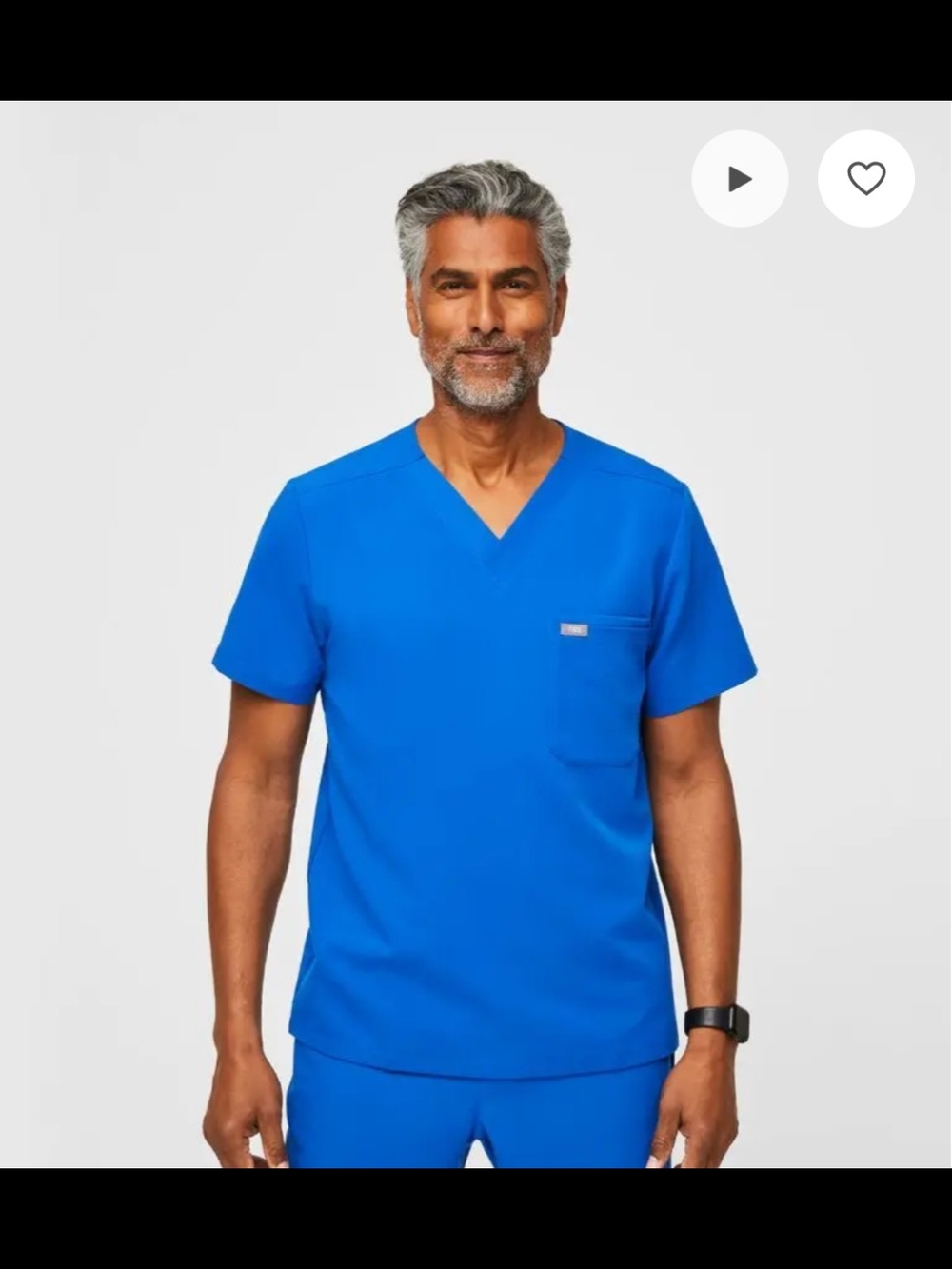 Figs Men's V-Neck Medical Scrub Top in Bright Blue
